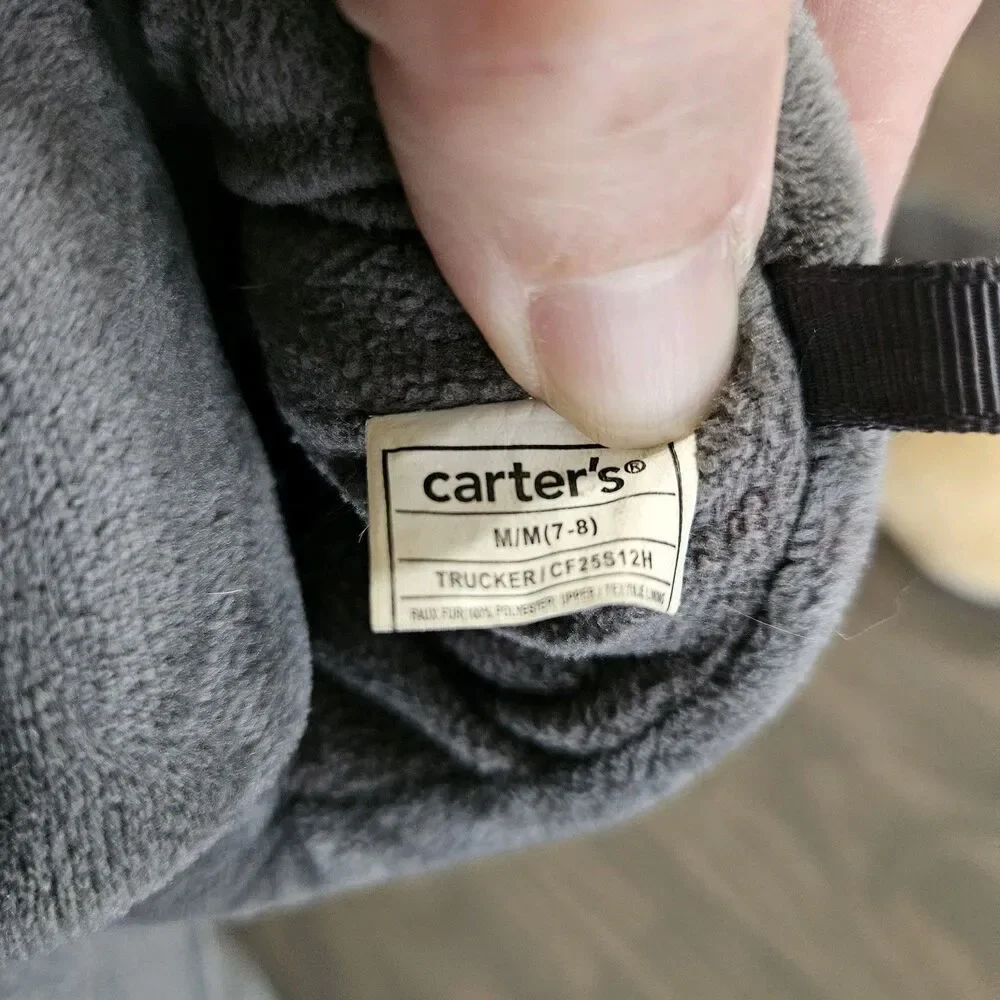 Carter's Toddler Boy Truck Slippers Yellow Grey Plush Soft